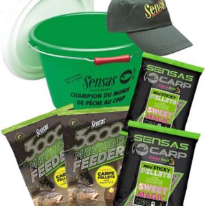 SENSAS 3000 Method Feeder Pellets = vedro + šiltovka + 2x pelety + 2x krmivo